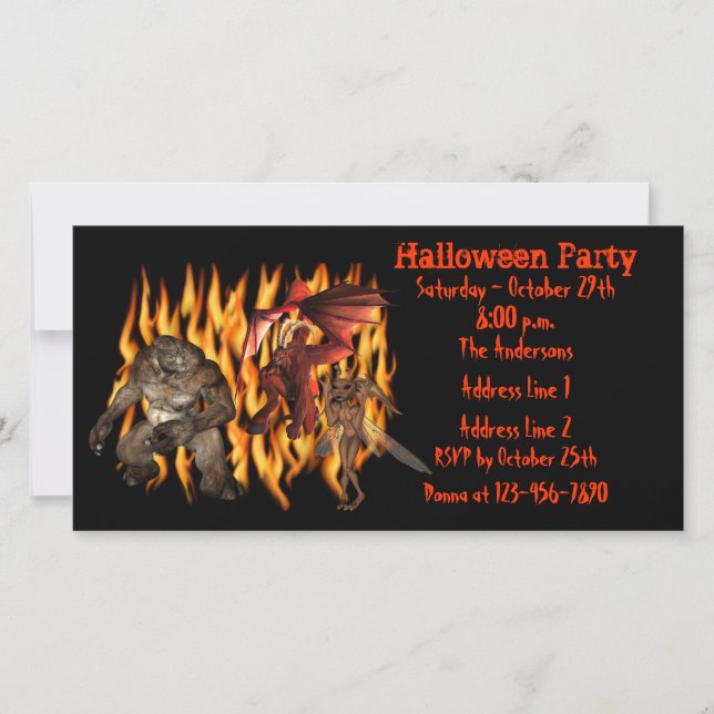 Demon Goblin Ogre Halloween Party Invite (Front)