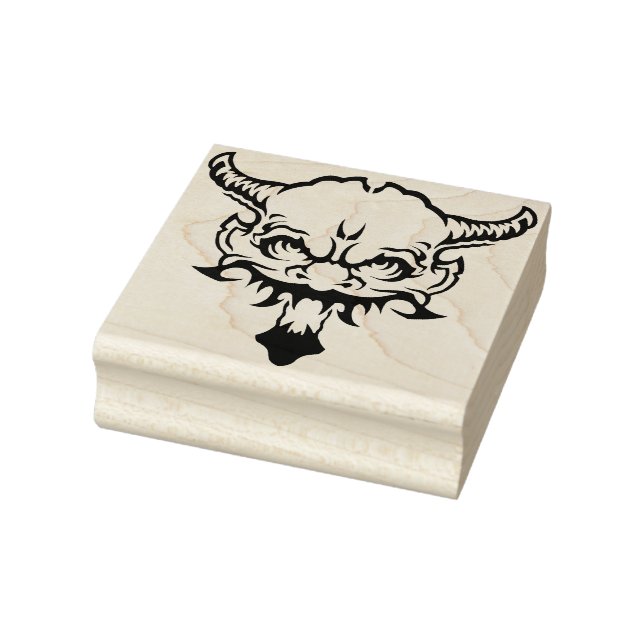 Demon head with horns illustration art stamp (Stamp)