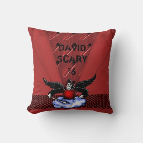 Demon Hunter Goth Red Scary 16th Birthday Throw Pillow