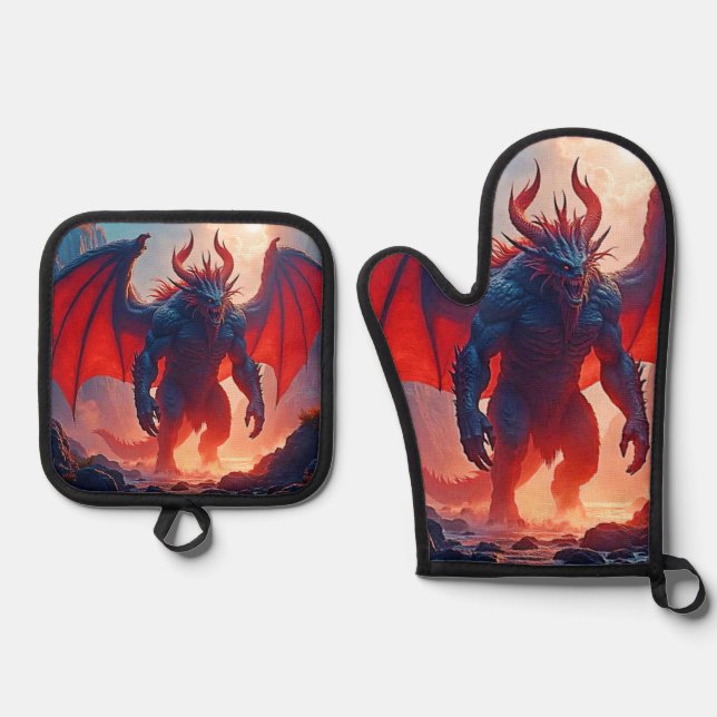 Demon King: Eternal Dragon Shadow Art Oven Mitt & Pot Holder Set (Front)