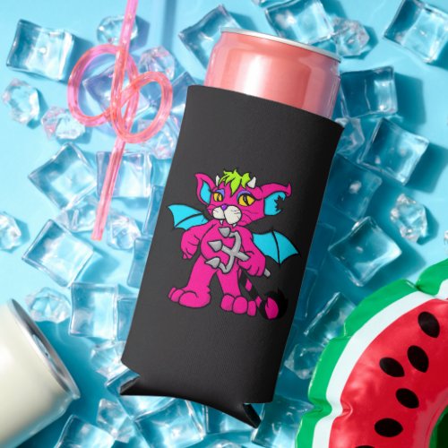 Demon Kitty Foam Slim Seltzer Can Cooler