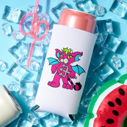 Demon Kitty Foam Slim Seltzer Can Cooler