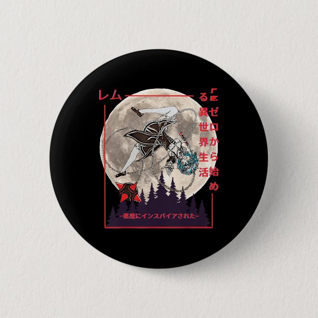 Demon Maid Japanese Anime Manga Style  Button (Front)