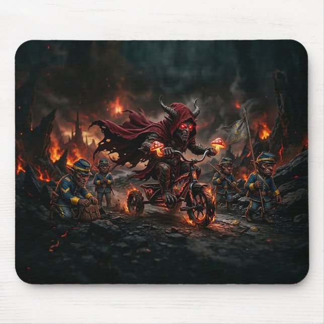 Demon On Tricycle With U.S. Cavalry Trolls Mouse Pad (Front)