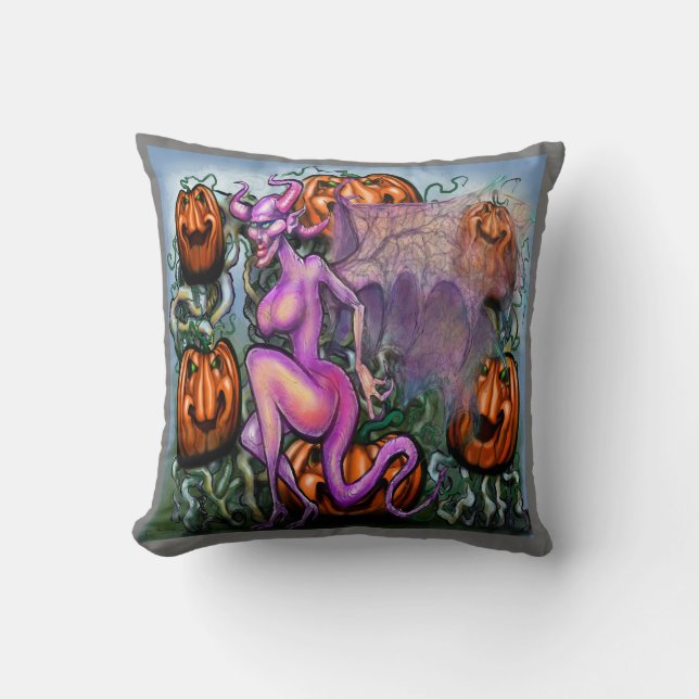 Demon Pumpkins Throw Pillow (Front)