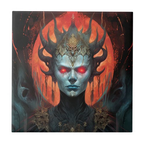 Demon Queen Dark Goddess Fantasy Art Ceramic Tile
