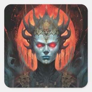 Demon Queen Dark Goddess Fantasy Art Square Sticker
