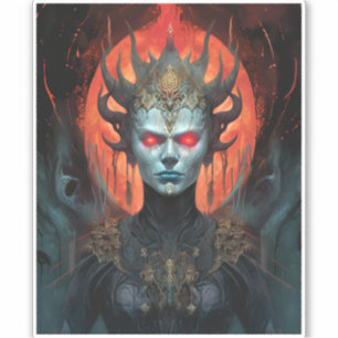 Demon Queen Dark Goddess Fantasy Art Sticker