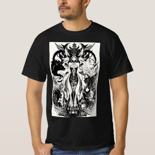 Demon Queen Design  Powerful and Alluring Artwork T_Shirt