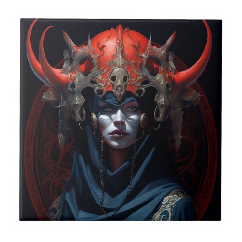 Demon Queen Fantasy Art Ceramic Tile