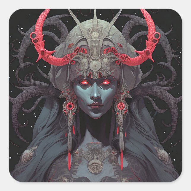 Demon Queen Fantasy Art Square Sticker (Front)