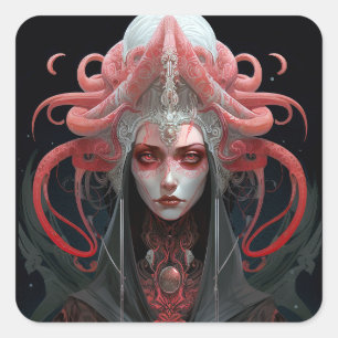Demon Queen Fantasy Art Square Sticker