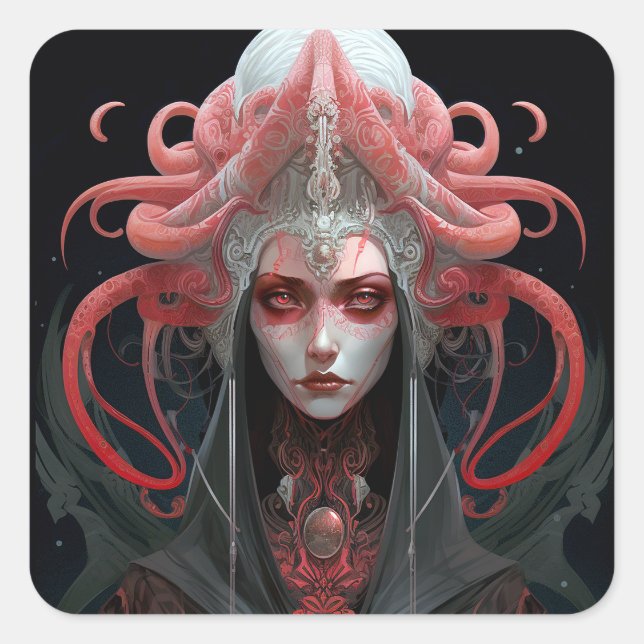 Demon Queen Fantasy Art Square Sticker (Front)
