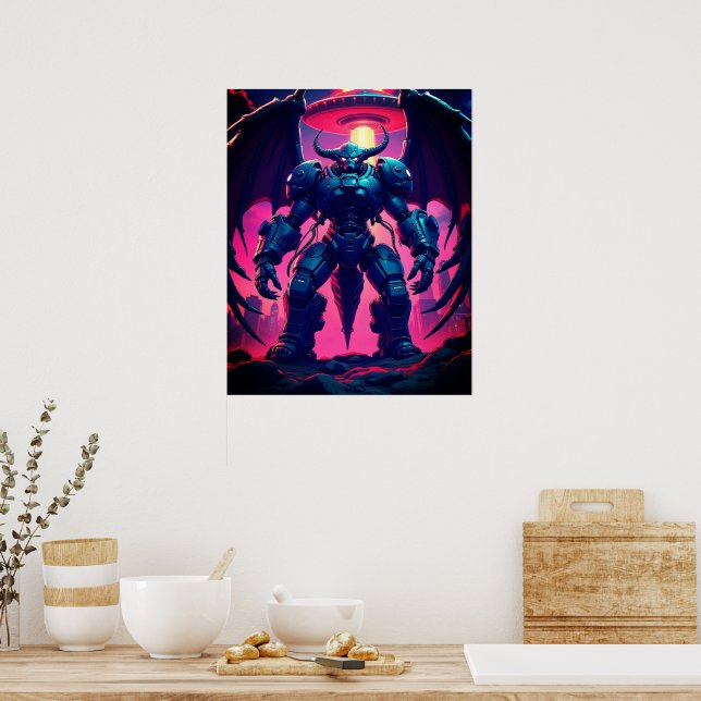 Demon robot with wing at a UFO Poster (Kitchen)