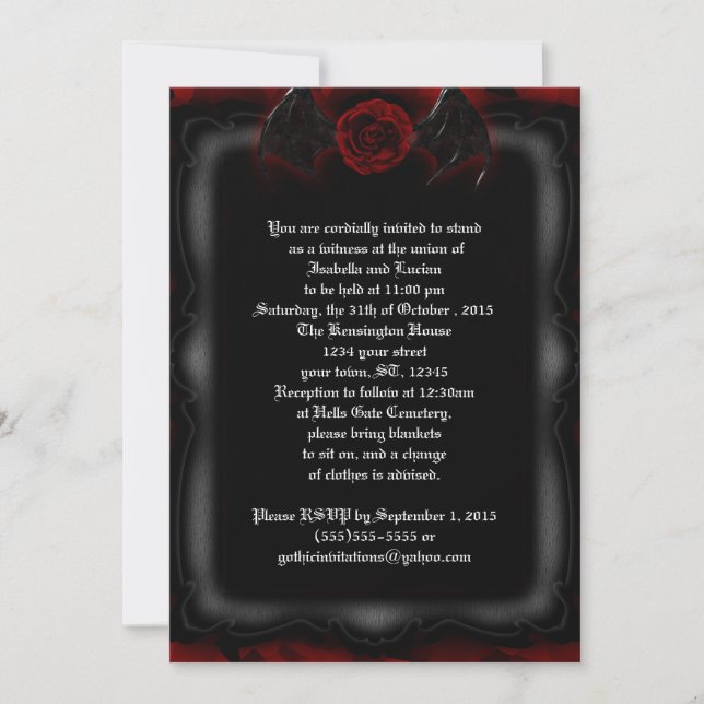 Demon Rose Framed Goth Wedding Invitations (Front)