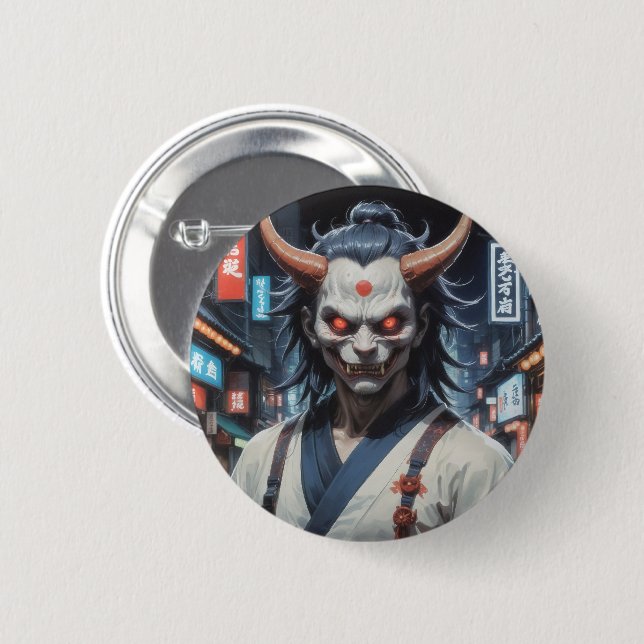 Demon Samurai Button (Front & Back)
