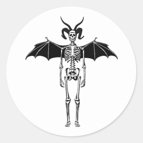 Demon Skeleton Angel goth Original dark Horror Art Classic Round Sticker