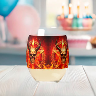 Demon Skull Drinkware Set Stemless Wine Glass