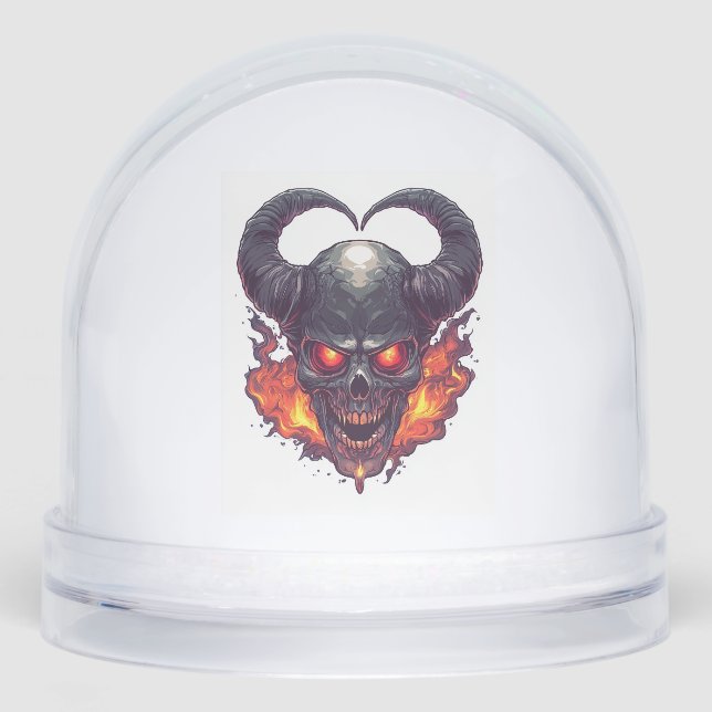 Demon Skull Firestorm Snow Globe (Front)