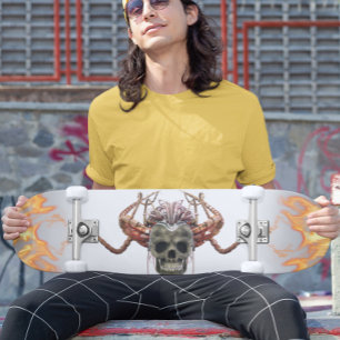 Demon Skull Helmet Horns Skateboard