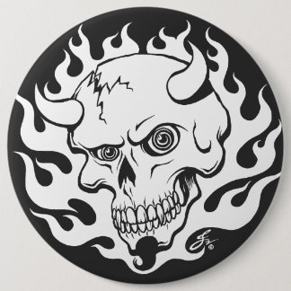 Demon Skull in Flames Button