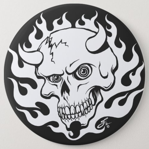 Demon Skull in Flames Button