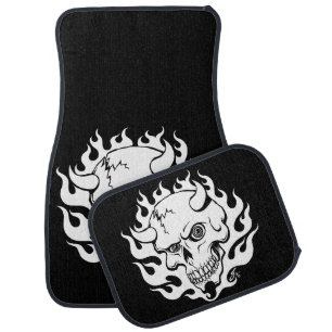 Demon Skull in Flames Car Floor Mat