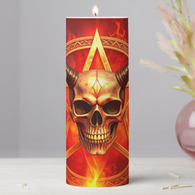 Demon Skull Pillar Candle (In Situ)