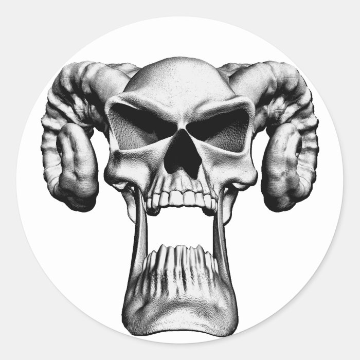 Demon Skull Round Sticker