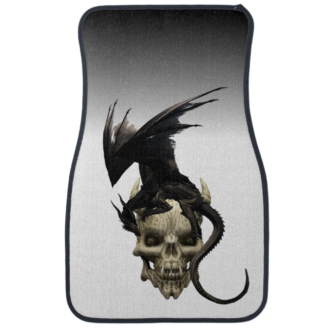 Demon Skull with Black Dragon Fantasy Car Floor Mat (Front)