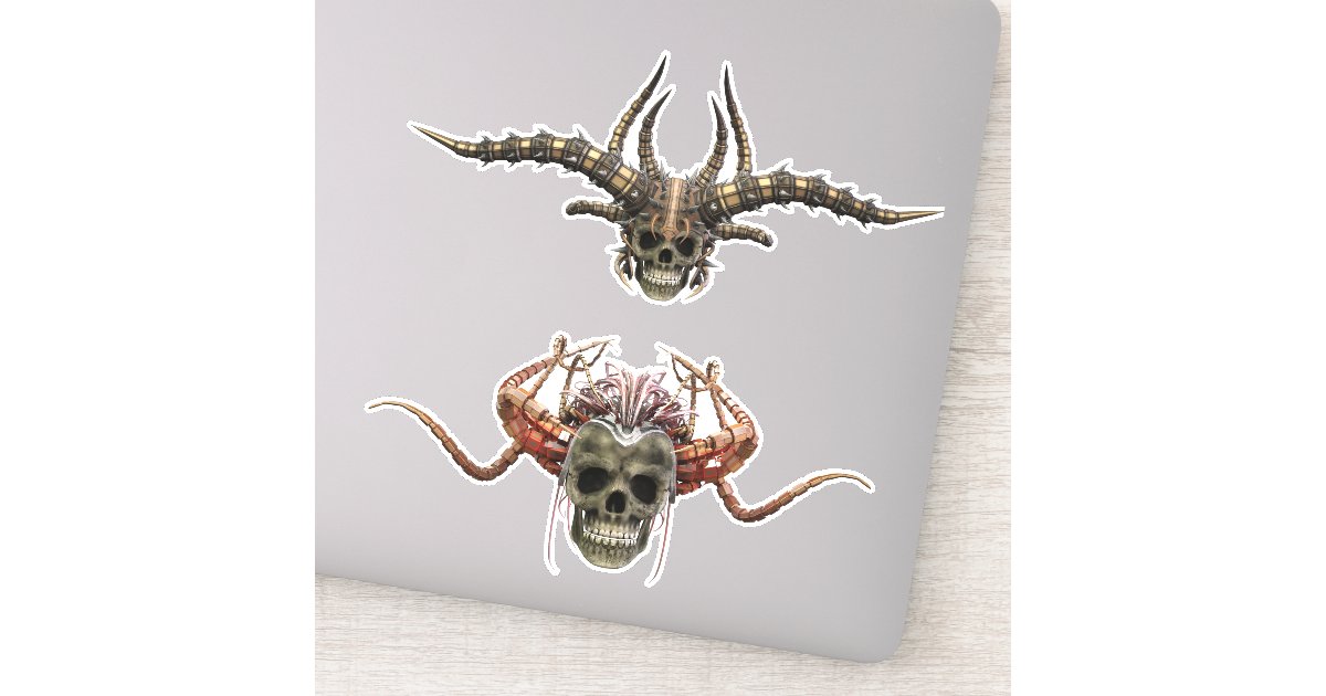 Demon Helmet Sticker Demon Skull with helmets Sticker | Zazzle