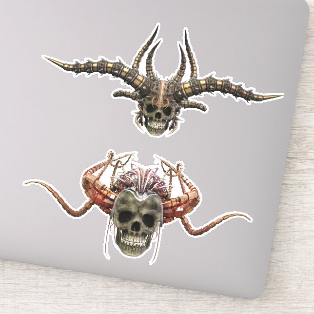 Demon Skull with helmets Sticker (Detail)