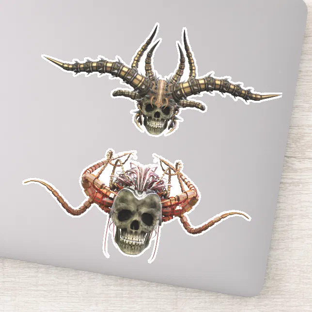Demon Helmet Sticker Demon Skull with helmets Sticker | Zazzle