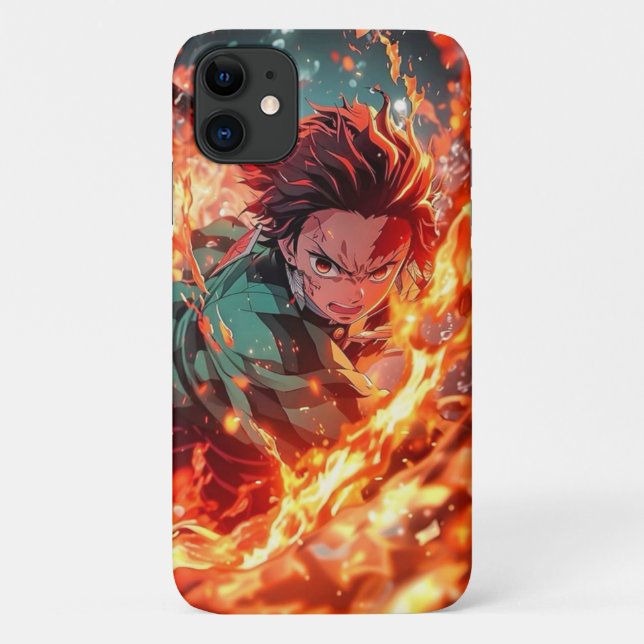 demon slayer anime tanjiru fire power Case-Mate iPhone case (Back)