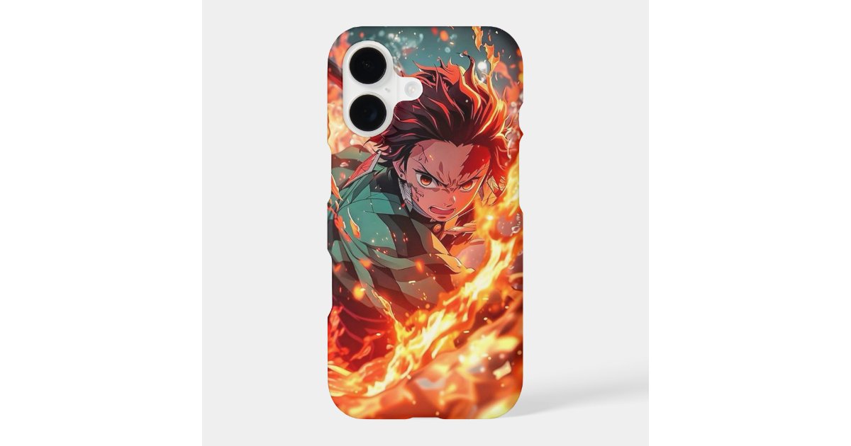 demon slayer anime tanjiru fire power iphone case | Zazzle