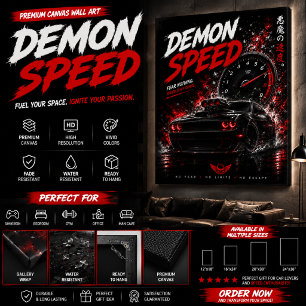 Demon Speed Muscle Car Canvas Wall Art Poster Canvas Photo Tile