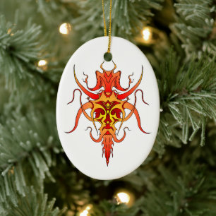 Demon Tribal Tattoo Design Ceramic Ornament