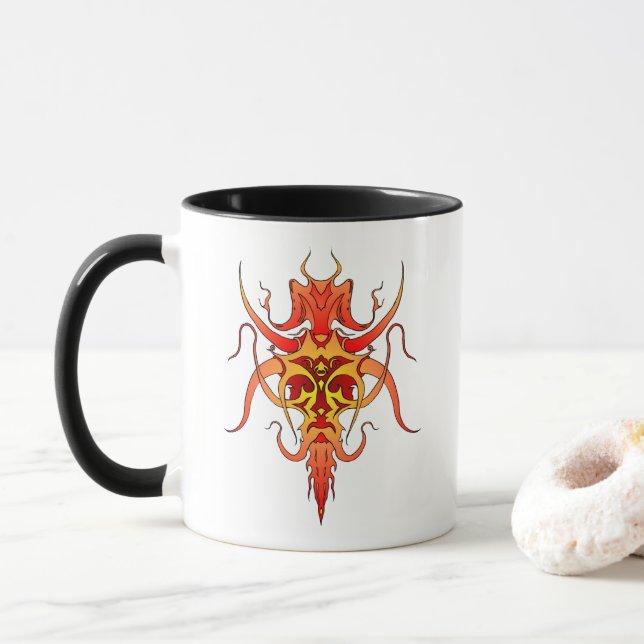 Demon Tribal Tattoo Design Mug (With Donut)