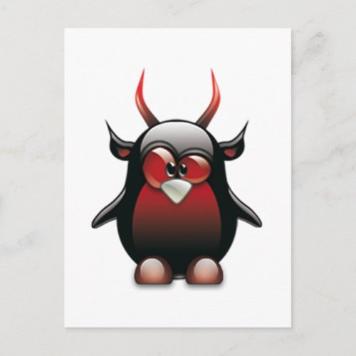 Demon Tux Linux Tux Postcard