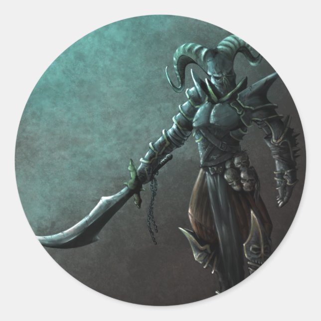 Demon Warrior Classic Round Sticker (Front)