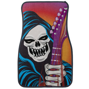 Demon with Flaming Guitar Car Mat