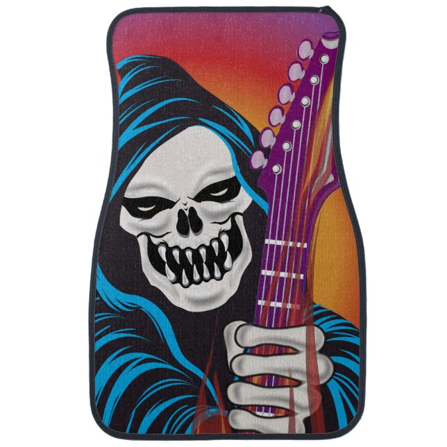 Demon with Flaming Guitar Car Mat (Front)