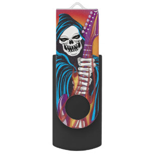 Demon with Flaming Guitar Flash Drive