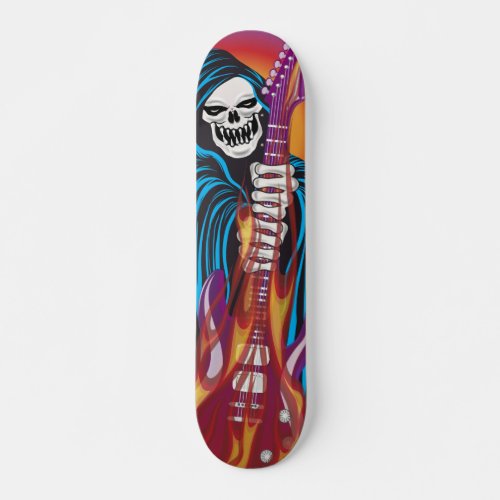 Demon with Flaming Guitar Skateboard Deck