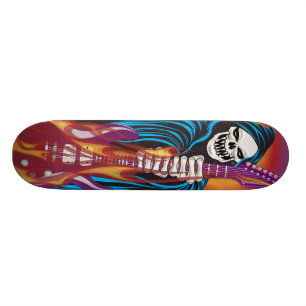 Demon with Flaming Guitar Skateboard Deck