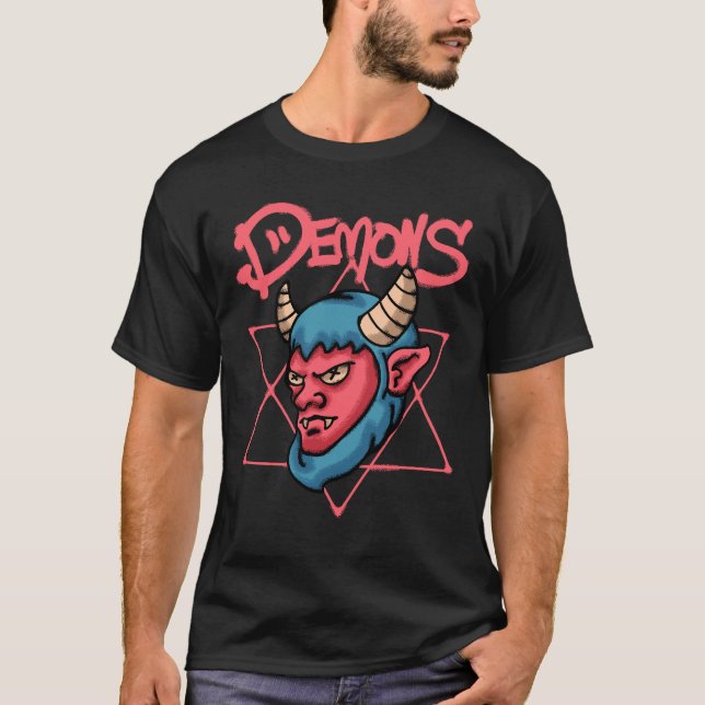 Demon with Horns streetwear T-Shirt (Front)