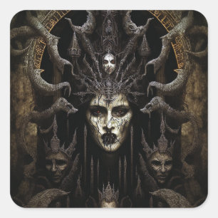 Demon Woman Monster Horror Art Square Sticker