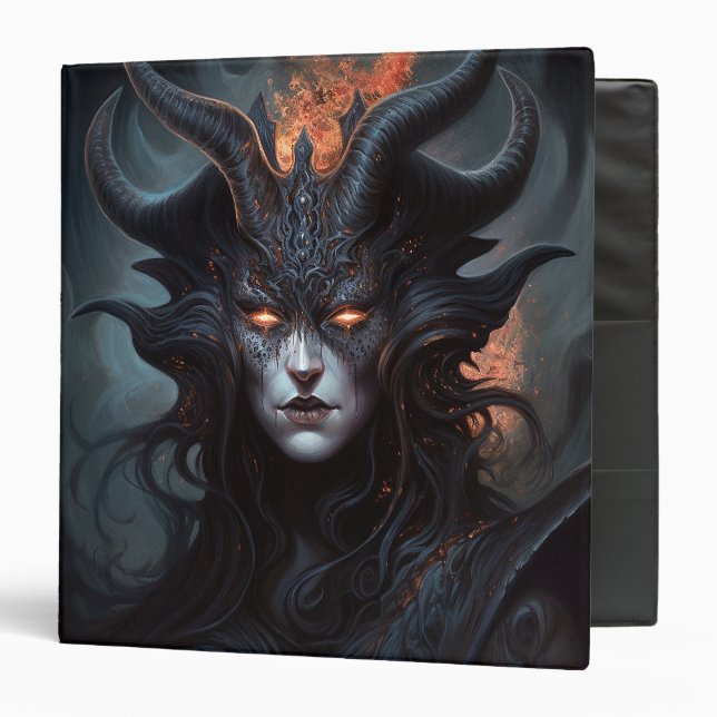 Demon Woman Queen Dark Fantasy Art 3 Ring Binder (Front/Inside)