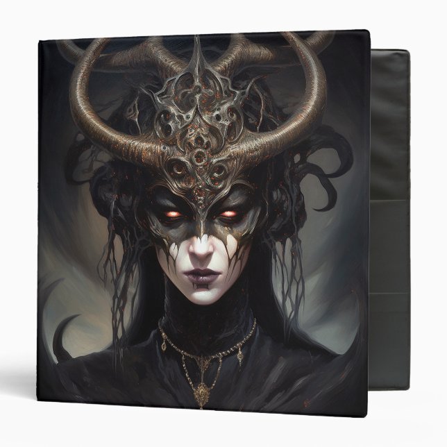 Demon Woman Queen Dark Fantasy Art 3 Ring Binder (Front/Inside)