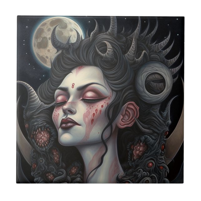 Demon Woman Queen Dark Fantasy Art Ceramic Tile (Front)